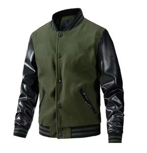 Veste universitaire Stonefield Manufacturing - 100% laine, col montant à capuche, patchwork sur le devant, imperméable, streetwear, vêtements d'extérieur pour l'hiver - Product Image 2