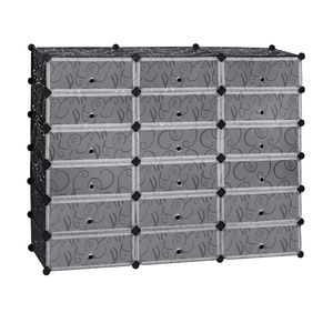 Scarpiera a 18 cubi e 6 livelli con ante regolabili, moderno organizer in metallo e plastica per casa o cucina - Product Image 4