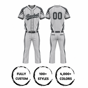 Conjunto de Uniforme de Béisbol Personalizado con Rayas, 100% Poliéster, Manga Corta, Absorbe la Humedad, Corte Regular para Hombre Adulto, Impresión por Serigrafía - Product Image 4