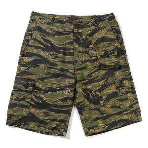 Shorts cargo pour homme, couleur unie, taille mi-haute, fermeture élastique, poches avec cordon de serrage, séchage rapide, nylon/coton, style streetwear, longueur Bermuda - Product Image 6