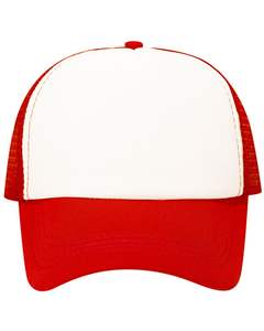 Gorra de camionero roja y blanca personalizada, ajustable, transpirable, de malla, con logo personalizado, snapback, lisa, de poliéster, deportiva. - Product Image 1