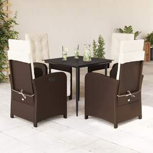 5 Piece Brown Pe <b>Rattan</b> Garden <b>Dining</b> Set With 4 <b>Chairs</b> <b>And</b> <b>Table</b> Outdoor Furniture Weather Resistant Contemporary Style - Product Image 3