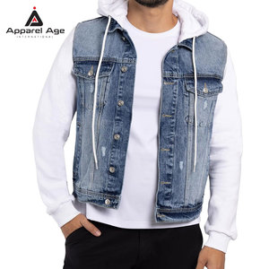 เสื้อฮู้ดดี้ยีนส์ผู้ชายดีไซน์ใหม่ขายดีที่สุด MOQ ต่ำ ราคาขายส่ง ผลิตในปากีสถาน - Product Image 4