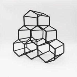 Porte-bouteilles moderne en métal noir, sur pied, décoratif, pour comptoir, rangement et présentation de vin pour la maison et la cuisine - Product Image 3