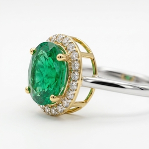 Oval Lab Grown <b>Diamond</b> <b>Ring</b> in 18K Yellow & White Gold | 3.45 CT Women's Fine Jewelry - Product Image 3