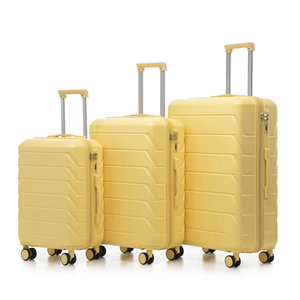 Valise à roulettes 3-en-1 en ABS et PC, 20, 24 et 28 pouces, jaune vin, avec poignée télescopique en alliage de fer pour ensembles de bagages de voyage - Product Image 1