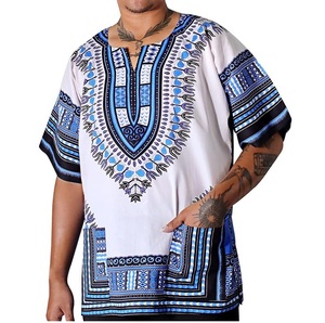 <b>African</b> Dashiki <b>Shirt</b> V Neck Half Sleeve Outerwear Loose Fit Plus Size Breathable Tribal Pattern Batik Design Dashiki T-<b>Shirts</b> - Product Image 4
