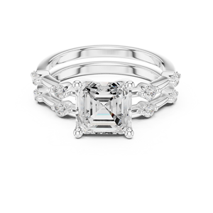 แหวนเพชรทรง Asscher แบบโรแมนติก เพชรเลี้ยงในห้องปฏิบัติการ งานแฮนด์เมด เครื่องประดับแต่งงานทันสมัยสำหรับผู้หญิง ทองคำขาว 14k ราคาขายส่ง - Product Image 3