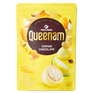 Fabricación al por Mayor y Exportación de Chocolate Puro en Drageas OEM/ODM HALAL, Frutos Secos Recubiertos de Chocolate de Durián, Almendras y Anacardos, 75G, Dulces y Bocadillos - Product Image 1