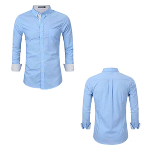 Chemise habillée en popeline pour homme, manches longues, boutonnée, décontractée, col classique, avec poche poitrine - Product Image 3