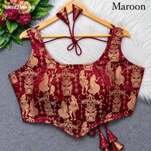 Collection de Blouses Style Corset de Qualité Supérieure en Tissu Banarasi-Tricot King Khab avec Motif Zari, Fournisseur Indien - Product Image 2