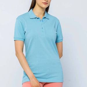 เสื้อโปโลแขนสั้นสีฟ้าอ่อนสำหรับผู้หญิง สีพื้น ดีไซน์กระดุมแบบลำลอง ทรงปกติ - Product Image 1