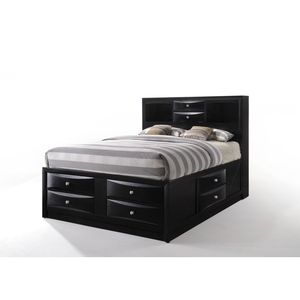 Ireland Full <b>Bed</b> with <b>Storage</b> Up-Holstered <b>Black</b> Finish - Product Image 1