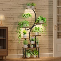 Support de pot de fleurs en fil métallique avec revêtement en poudre, support de plantes à plusieurs niveaux en métal pour jardin intérieur et extérieur