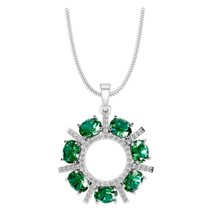 Pendentif élégant en or blanc avec émeraude naturelle et diamant Pendentifs fins en pierres précieuses vertes intemporelles et breloques pour cadeaux - Product Image 1