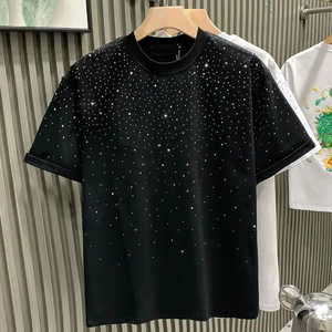 2026 Unisex T-Shirts Rhinestone High Quality Cotton Breathable Sparkly Graphic Eco-Friendly Streetwear Summer Short Plus Size - Product Image 5