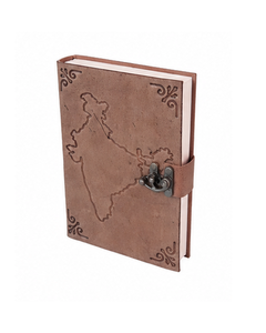 Leather Bound Journal – India Map Engraved, Brass Lock Closure, Handmade Vintage <b>Diary</b> for Travelers & Writers - Product Image 6