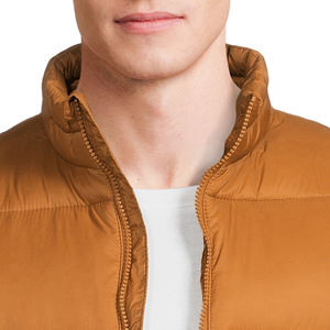 Gilet matelassé d'hiver pour homme grande taille, couleur unie, col montant, fermeture éclair, vêtement d'extérieur décontracté, rembourrage en polyester, chaud et respirant - Product Image 3
