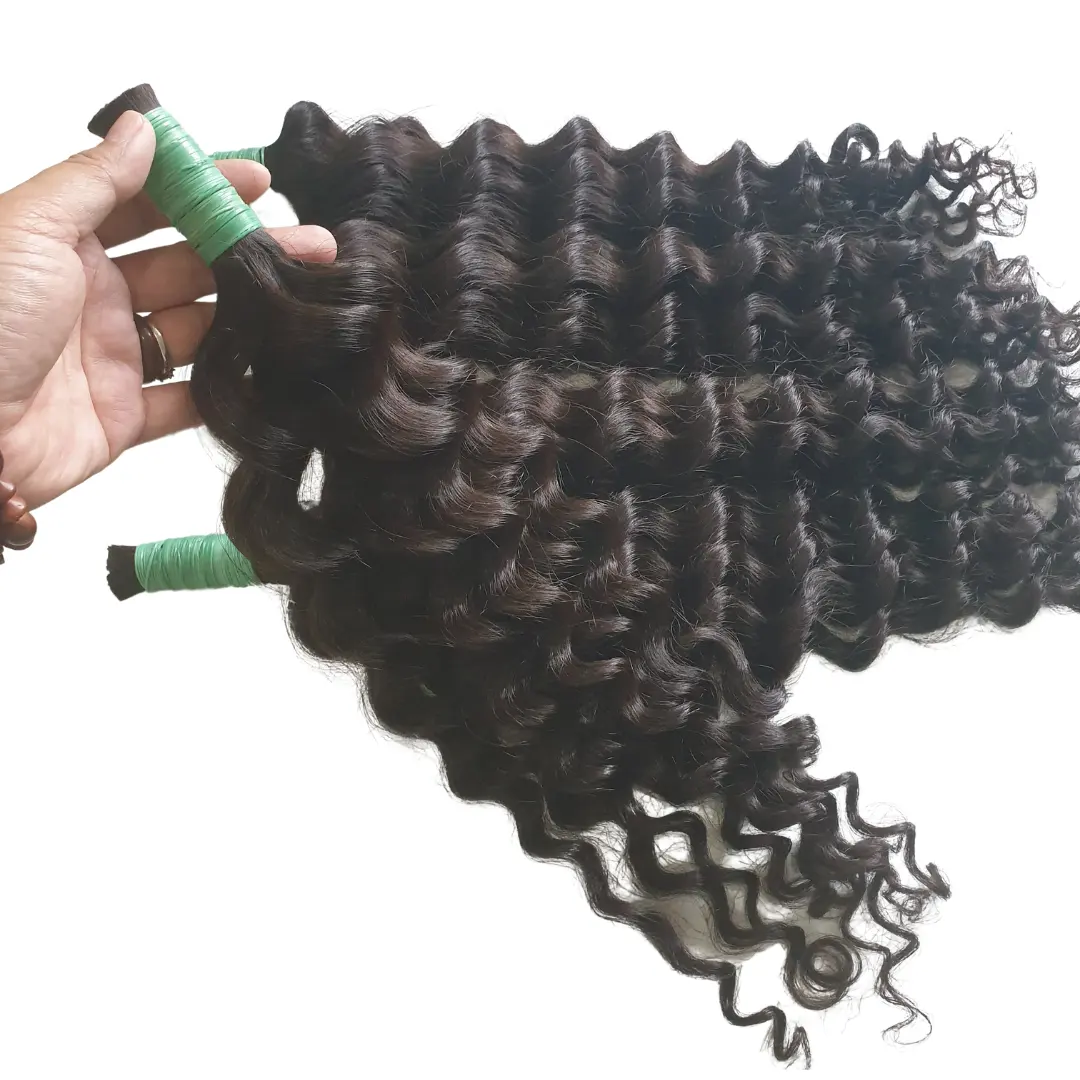 NATURAL DEEP WAVE HAIR BUNDLES 100 HUMAN REMY HAIR CUTICLE ALIGNED BRAIDDING HAIR EXTENSIONS