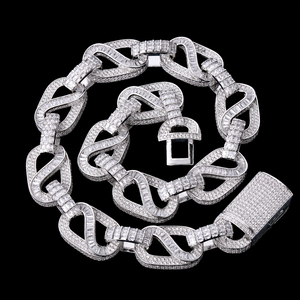 Chaîne Hip Hop personnalisée en moissanite taille ronde et baguette, design élégant fait main, bijoux en diamant certifié de qualité supérieure - Product Image 1