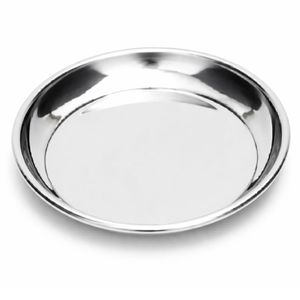 Assiette de service ronde en acier inoxydable poli, assiette de présentation en métal argenté pour table de fête - Product Image 6