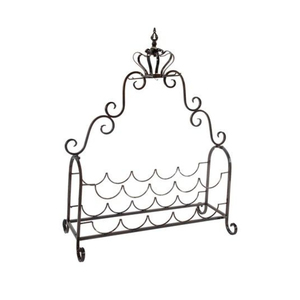 Porte-vin en fer forgé noir décoratif pour 15 bouteilles, style vintage, sur pied, pour comptoir, organisateur de rangement en métal - Product Image 1