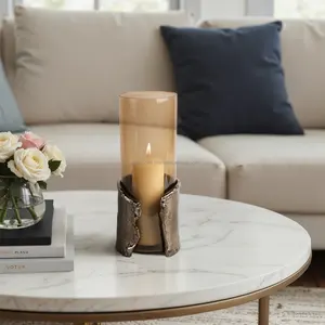 Support à bougie artisanal moderne en métal fin à motif de paon, décoration artistique pour la maison, style vertical minimaliste, bougies de Noël en bois - Product Image 6