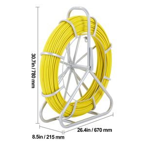 Cavo passacavi in fibra di vetro da 492 piedi 5/16 pollici con bobina in acciaio e 3 teste di trazione - Product Image 5