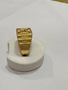 Anillo de Sello Cuadrado Chapado en Oro para Hombre, Diseño Vintage con Corte de Estrella y Patrón de Cuentas, Joyería de Lujo de Moda para Fiesta, Regalo, Venta al por Mayor - Product Image 3