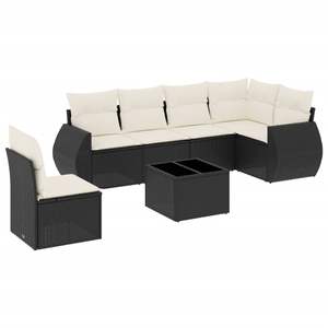 Conjunto de Sofás de Jardín de Ratán Negro, Muebles de Exterior con Cojines de Espuma de Alta Densidad, Diseño Contemporáneo Impermeable - Product Image 4