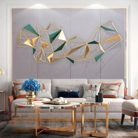 Décoration murale géométrique moderne de luxe en métal, art mural abstrait en fer à suspendre pour salon, chambre à coucher, hôtel
