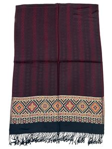 Elegant Geometric Jacquard Woven Winter <b>Wool</b> Stole Ethnic Diamond Border Soft Lightweight Skin-Friendly Women's Fashion - Product Image 2