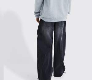 Nuevos Jeans Negros de Cintura Alta y Pierna Ancha para Hombre, Estilo Baggy con Bolsillos, Servicio OEM - Product Image 2