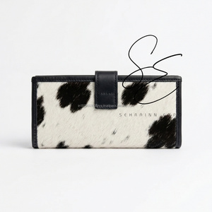 Genuine Hair-On Cowhide Leather <b>Wallet</b> for Women Long Checkbook <b>Wallet</b> with Snap Closure, Card Cash Holder Large Vintage Clutch - Product Image 5