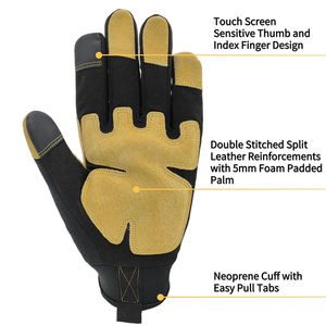 Gants d'hiver pour homme, en cuir de daim, pour la conduite en extérieur, entièrement couvrants, de sécurité, couleur noire, style classique, nouvelle mode - Product Image 4