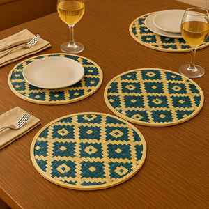Sets de table bohèmes faits à la main en fibre de bambou 100% |   Tapis ronds écologiques pour restaurants, cafés et usage domestique |   Approvisionnement en gros - Product Image 3