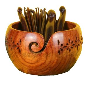 Bol à laine en bois, forme ronde, portable, 15 cm de longueur, design simple pour le tricot à la main, utilisation pratique - Product Image 6