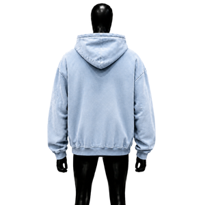 Sudadera con Capucha Azul de Algodón Suave para Hombre, Estilo Urbano Oversize con Detalles Transpirables y Desgastados, Manga Regular, ¡Oferta Francesa! - Product Image 2