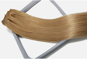 Extensions de cheveux humains Remy longs et lisses couleur miel, à clipser, ensemble complet pour la tête, densité 100 %, taille personnalisable - Product Image 3