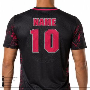 Mawra <b>Men</b> <b>Black</b> Pink Sublimated Short Sleeve Sports Jersey Crew Neck Moisture Wicking Regular Fit Adult Sportswear Soccer Jersey - Product Image 4