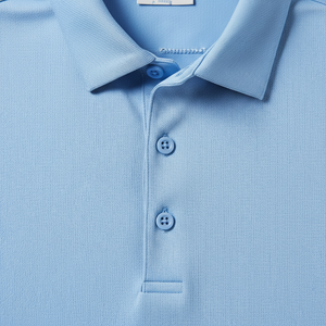 เสื้อโปโลผู้ชายพรีเมียม แห้งเร็ว ระบายอากาศดี สีฟ้าอ่อน สำหรับเล่นกอล์ฟ  พร้อมปักโลโก้ตามสั่ง - Product Image 4