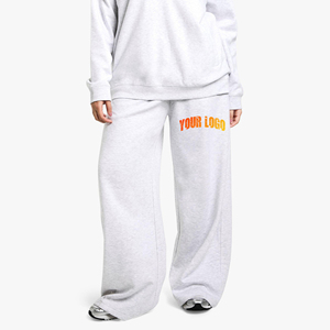 Pantalones de chándal de invierno de diseño único, de poliéster/algodón, de talla grande, de pierna ancha, de ajuste regular, con encaje, para mujer, los más vendidos. - Product Image 1