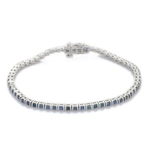 18K Square Cut <b>Blue</b> <b>Sapphire</b> Fashion Tennis <b>Bracelet</b> - Product Image 1