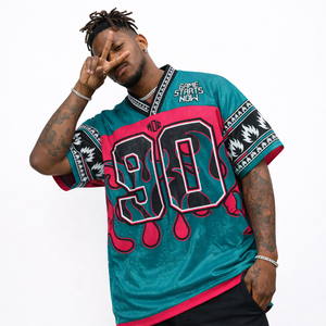 Maillot de football américain unisexe en maille respirante, style streetwear oversize, motif flamme rétro, tenue de sport pour équipe, vente en gros OEM - Product Image 3