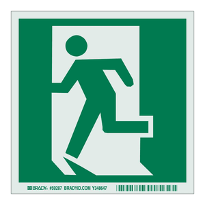 Panneau de sortie photoluminescent BradyGlo 6x6 pouces en PVC imprimé UV pour les sorties de secours - Product Image 3