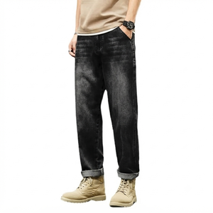 Pantalon en jean mi-lourd pour homme, coupe bootcut vintage, broderie, vente en gros ODM - Product Image 2