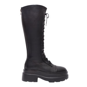 Bottes de combat montantes Ann'S pour femme, plateforme 7,5 cm, fermeture éclair, tige en cuir véritable, semelle épaisse, talon rembourré, toutes saisons - Product Image 4