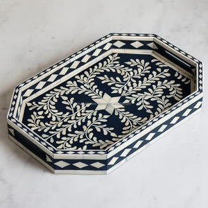 Elegante bandeja para servir con incrustaciones de hueso y resina Hueso natural de alta calidad con plástico asequible de la India - Product Image 6