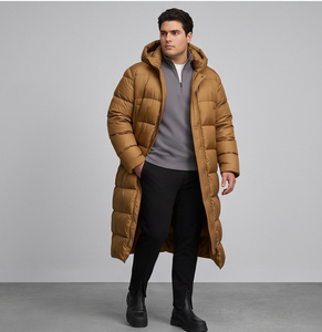 Veste longue matelassée épaisse et chaude pour homme, grande taille, style décontracté, fermeture éclair, coupe ample - Product Image 4