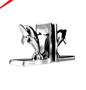 Serre-livres en métal en forme de dauphin, couleur argent brillant, excellente qualité, support de livres lourd, design haut de gamme, serre-livres artisanal - Product Image 1